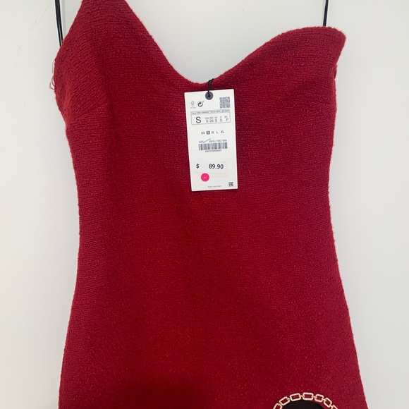 NWT ZARA Mini Asymmetric dress red - Picture 13 of 13